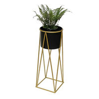 BLUMENHOCKER mit Topf Metall 70 cm 96046 L - Schwarz, Metall (26/70/26cm) - DanDiBo