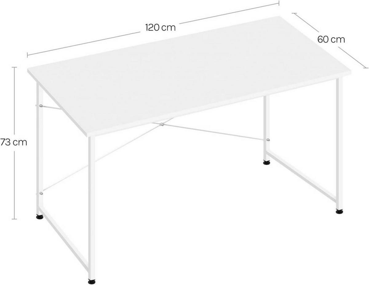 SCHREIBTISCH mit Metallgestell, 120x60x75 cm, Weiß - Schwarz/Weiß, Holzwerkstoff/Metall (60/120/75cm) - Woltu