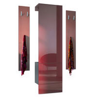 GARDEROBE Hollywood Bordeaux Hochglanz - Bordeaux, Holzwerkstoff (123/193/35cm) - Vladon