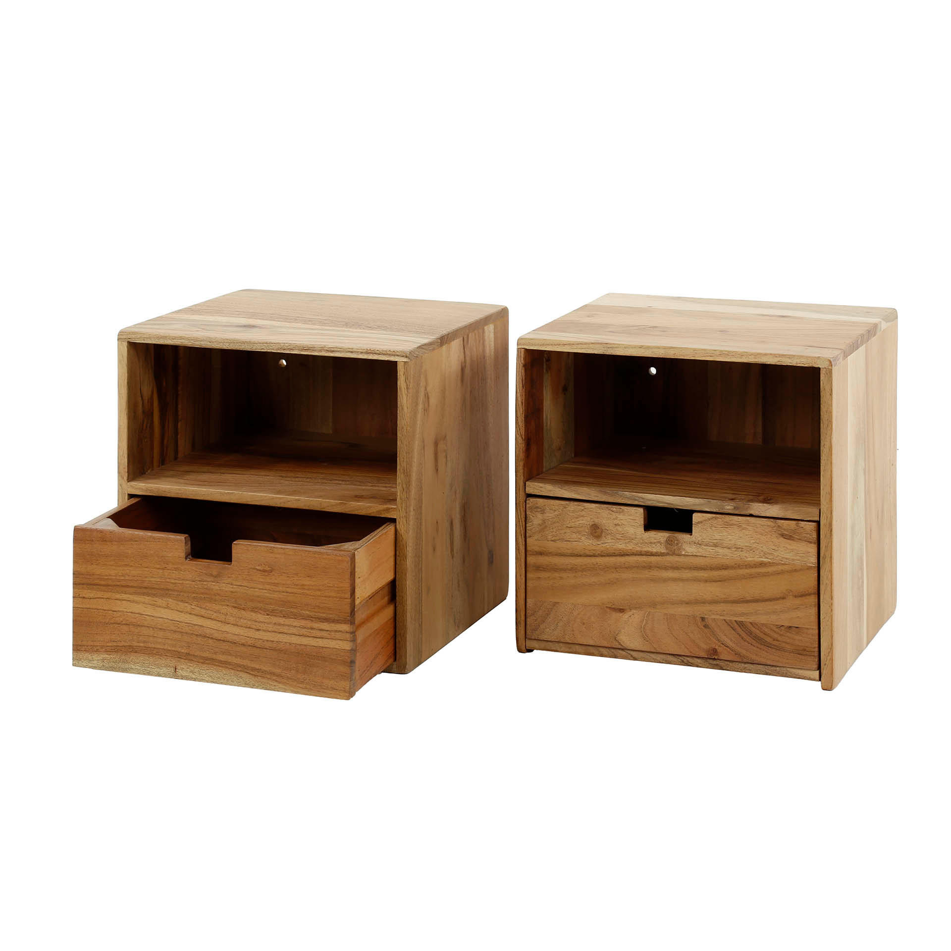 NACHTTISCH Flach Braun 25/30/ 30 cm 2er-Set - Braun, Holz (30/30/25cm) - Hoyz Collection