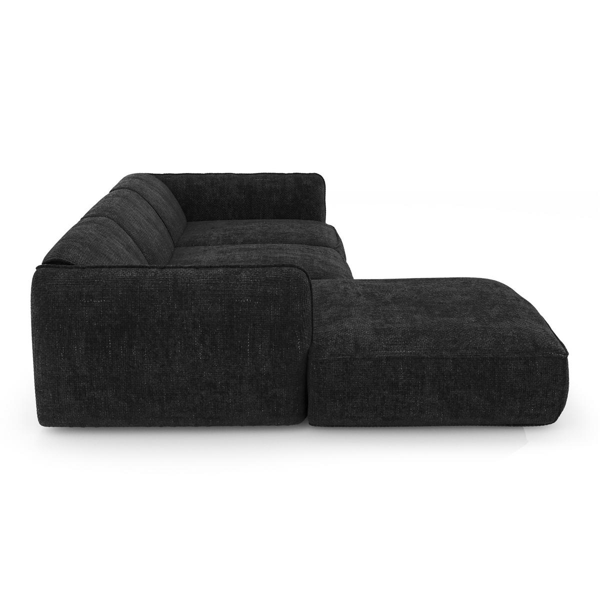 ECKSOFA LINKS Rastervelours Dunkles Anthrazit 272cm - Anthrazit, Textil (165/272cm) - Sia Home