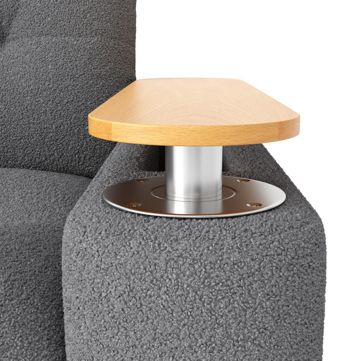 3-SITZER-SOFA DE-33245 mit Beistelltisch Grau - Grau, Holzwerkstoff (207.5/87/80cm) - ComfortXL