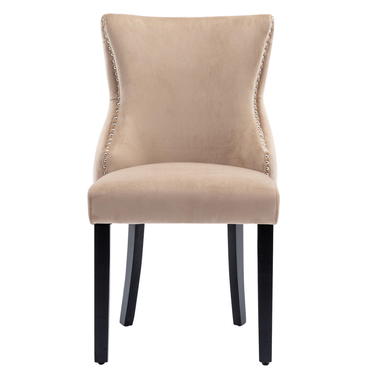 ECKESSESSEL 2er-Set mit Samtbezug und Massivholz, ergonomisch gepolstert, moderner Esszimmerstuhl, beige - Beige, Textil (52/91/50cm) - Luhomfu