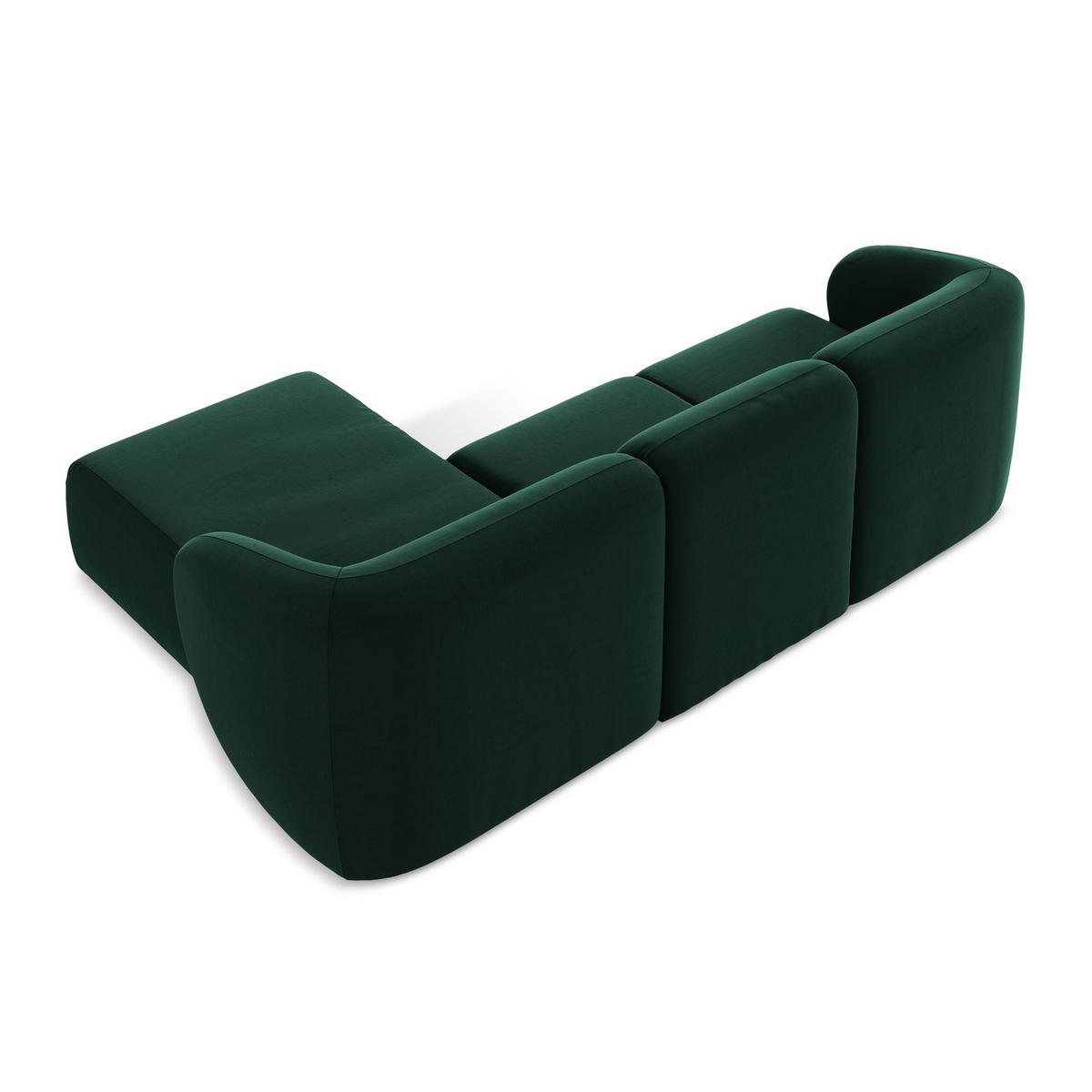ECKSOFA Rechts Samt Stoff Grün - Dunkelgrün/Schwarz, Holzwerkstoff/Kunststoff (248/166cm) - LaMiaSofa