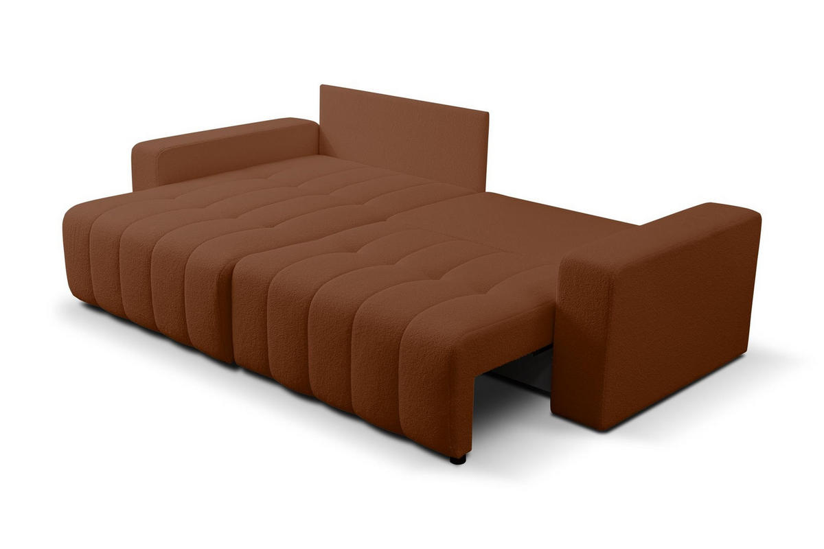 ECKSOFA Masina Braun, Schlafsofa aus Veloursstoff - Braun, Holzwerkstoff/Textil (245/143cm) - Bettso