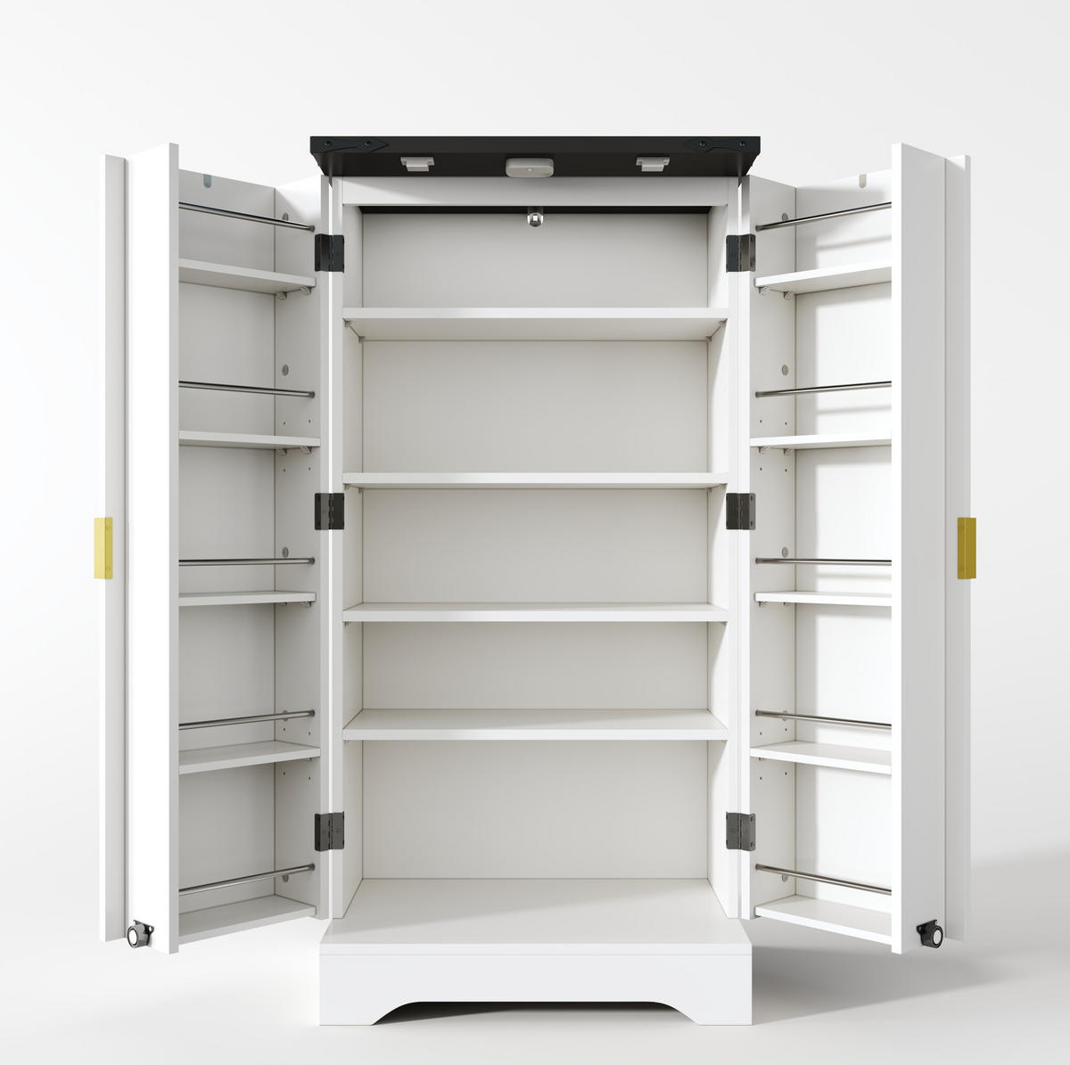 ANRICHTE Hochschrank 120/60,5/40 cm aus MDF mit LED-Sensorlicht und verstellbaren Einlegeböden Weiß - Weiß, Holzwerkstoff (60.5/120/40cm) - Modenvie