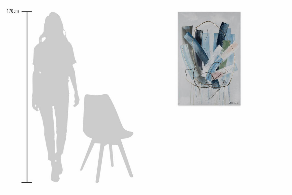 ACRYLBILD HANDGEMALT 60/90 cm - Blau/Grau, Holz/Textil (60/90cm) - KUNSTLOFT