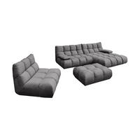 SITZGRUPPE VIVIEN 3ER SET Steingrau Velvet - Grau, Kunststoff/Textil (510/85/359cm) - KAWOLA