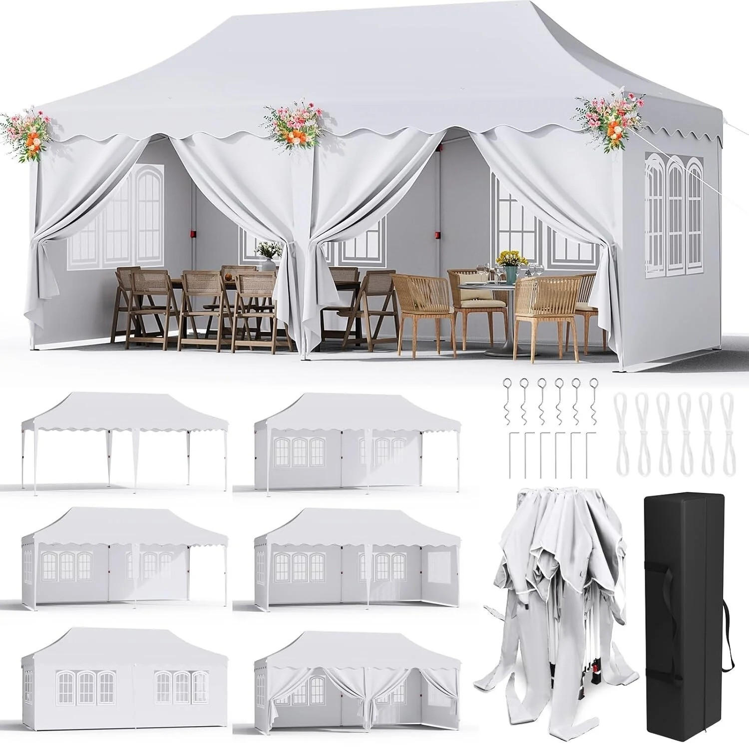 PAVILLON 3x6 m Weiß mit 6 Seitenteilen - Weiß, Textil/Metall (600/300cm) - Kaket
