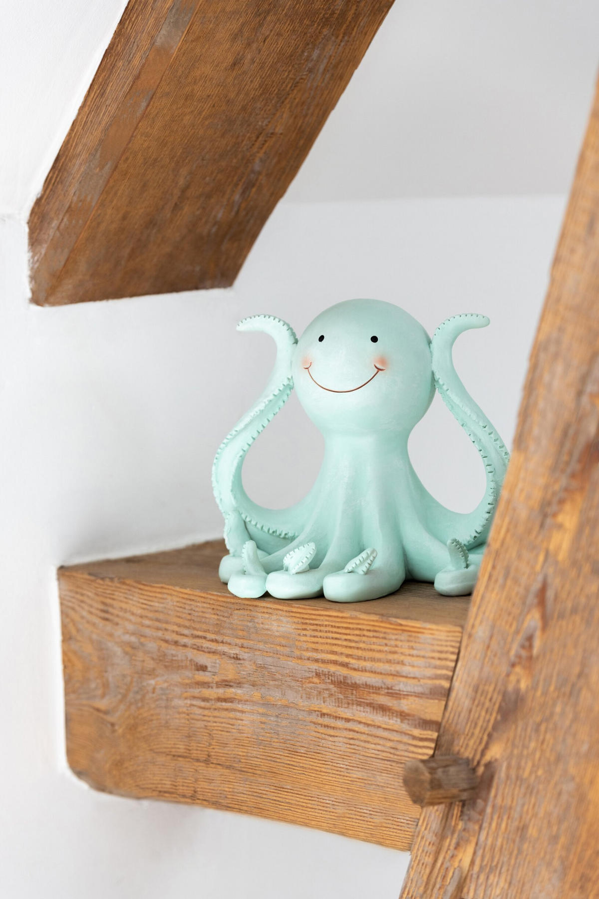 DEKOOBJEKT OKTOPUS SEHEN/HÖREN/SCHWEIGEN (3ER SET) - Grün, Glas/Naturmaterialien (12/16/18.5cm) - J-Line