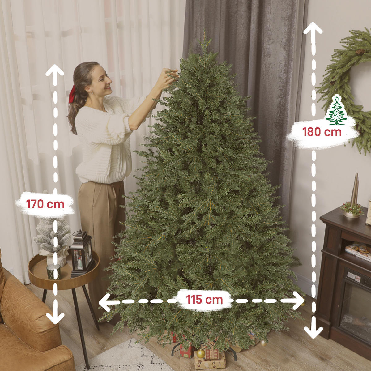 WEIHNACHTSBAUM DE-41558 180 cm, 3026 Spitzen, Kiefern-Look - Grün, Kunststoff (180cm) - ComfortXL
