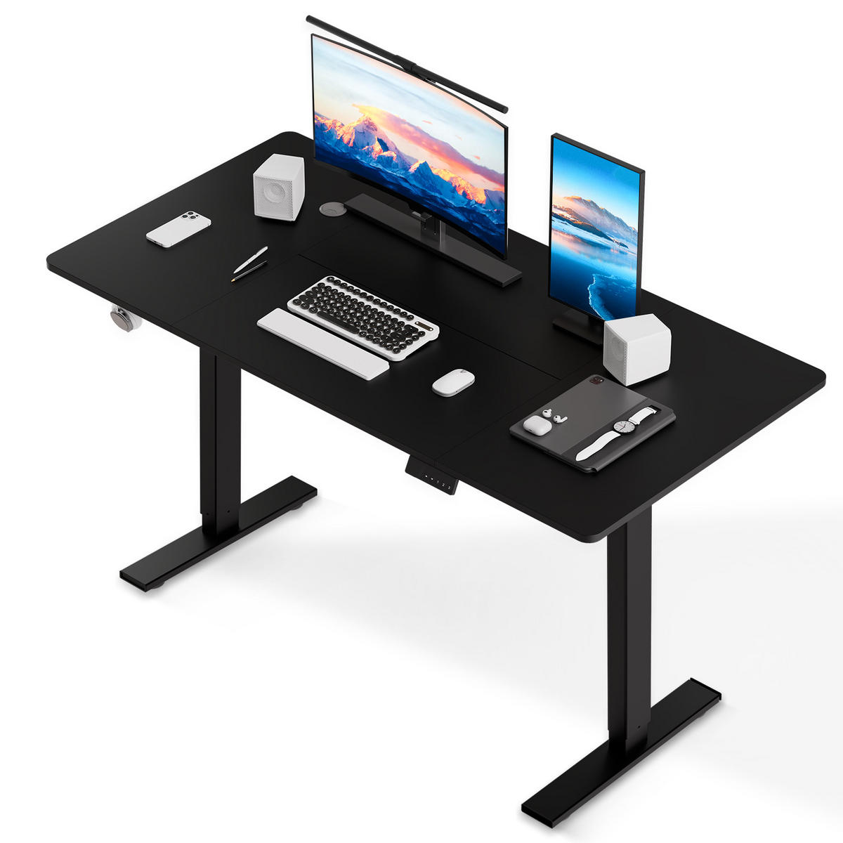 SCHREIBTISCH elektrisch höhenverstellbar 80 x 160 cm, mit Memory- und Kollisionsschutzfunktion - Schwarz, Metall (160/80/117cm) - HOMAVO