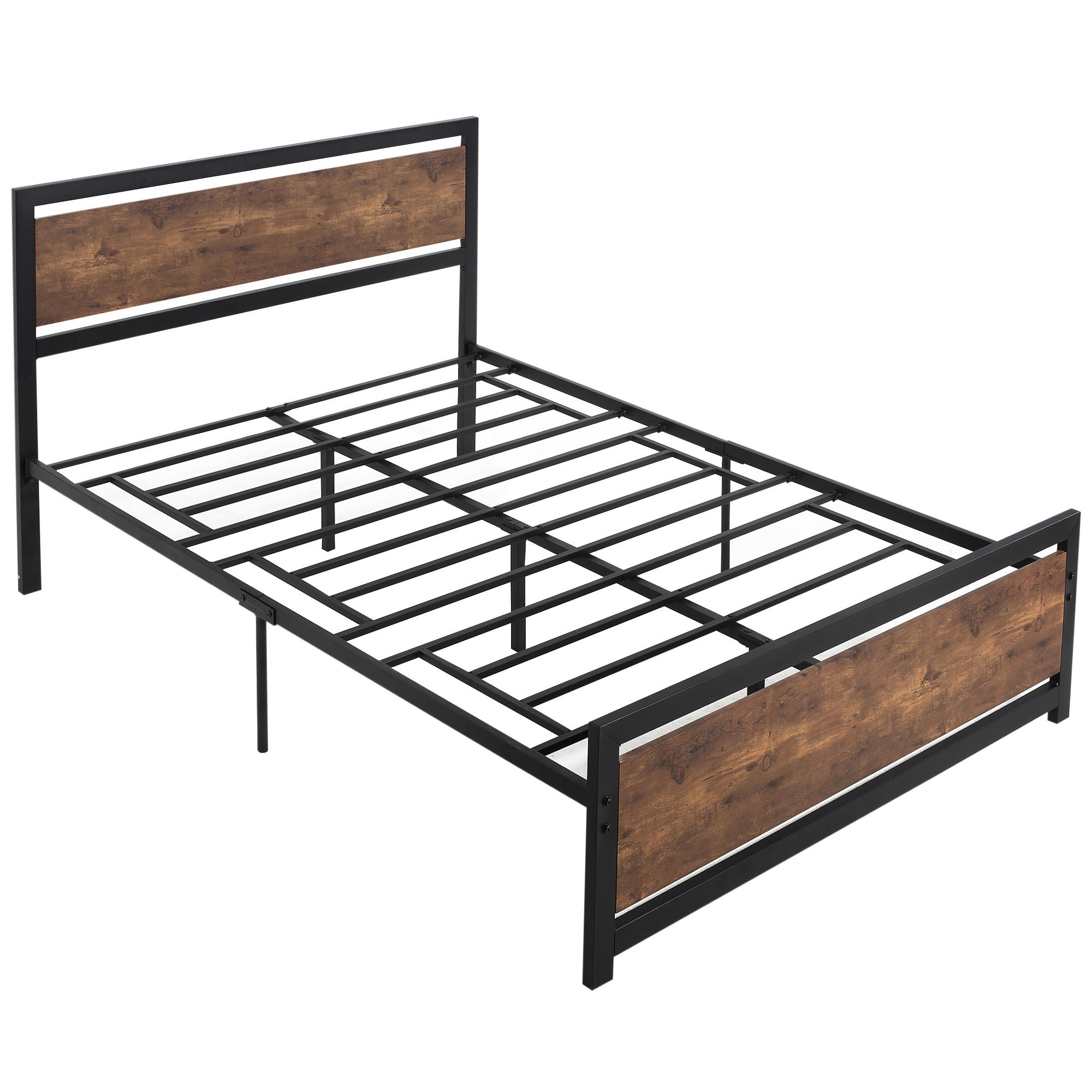 BETT 140x190 cm DE-14645 mit Kopf- & Fußteil aus Stahl Dunkelholz - Braun, Metall (140/190cm) - ComfortXL