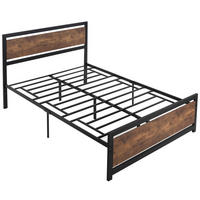 BETT 140x190 cm DE-14645 mit Kopf- & Fußteil aus Stahl Dunkelholz - Braun, Metall (140/190cm) - ComfortXL