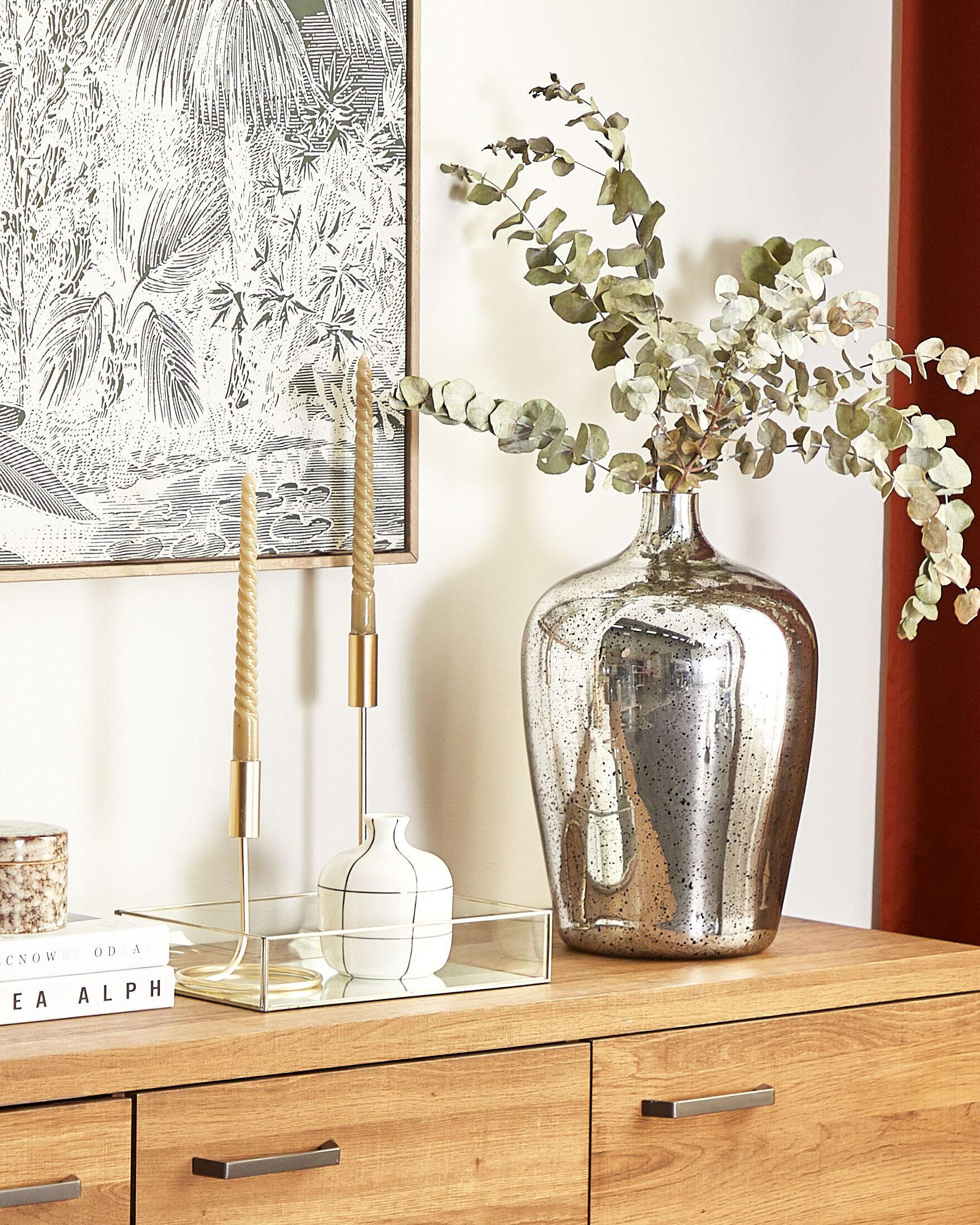 Thumbnail - Beliani Blumenvase, Silber, Glas, 40 cm, Dekoration, Vasen, Glasvasen