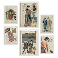 POSTER Set Mit 6 Japanische Ästhetik Größe A3 & A4 Weißer Rahmen - Weiß, Papier (29.7/1cm) - Nacnic