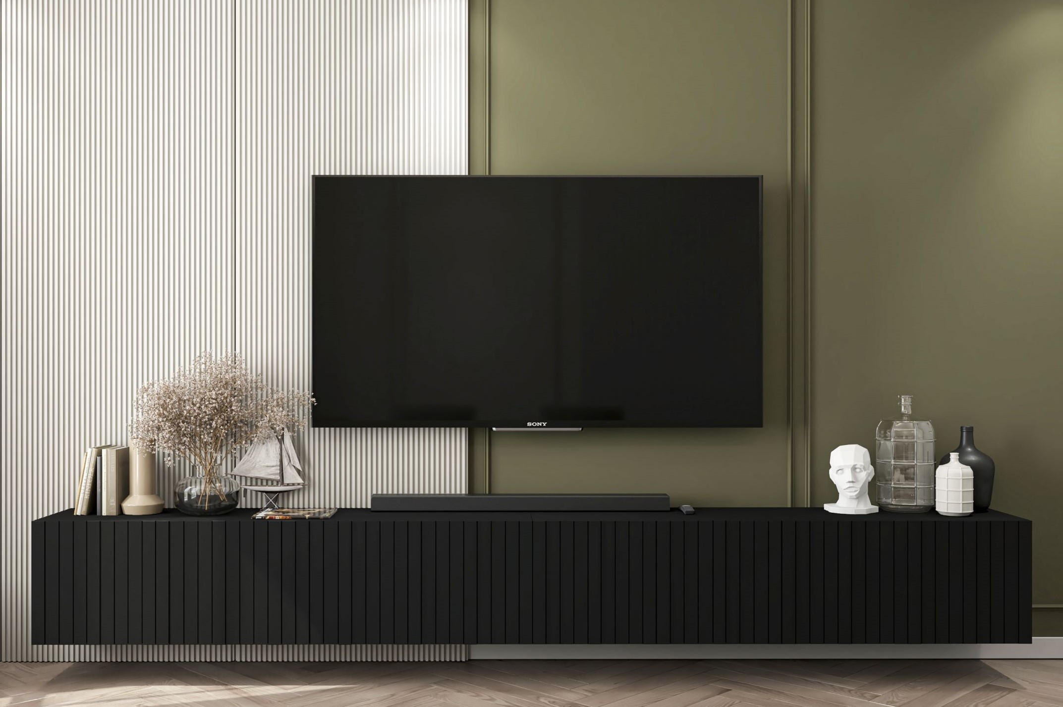 TV-LOWBOARD 2-er Set Elpis Schwarz Matt Glamour 150 cm - Schwarz, Holzwerkstoff (300/37.5/36.5cm) - Meble Lindner