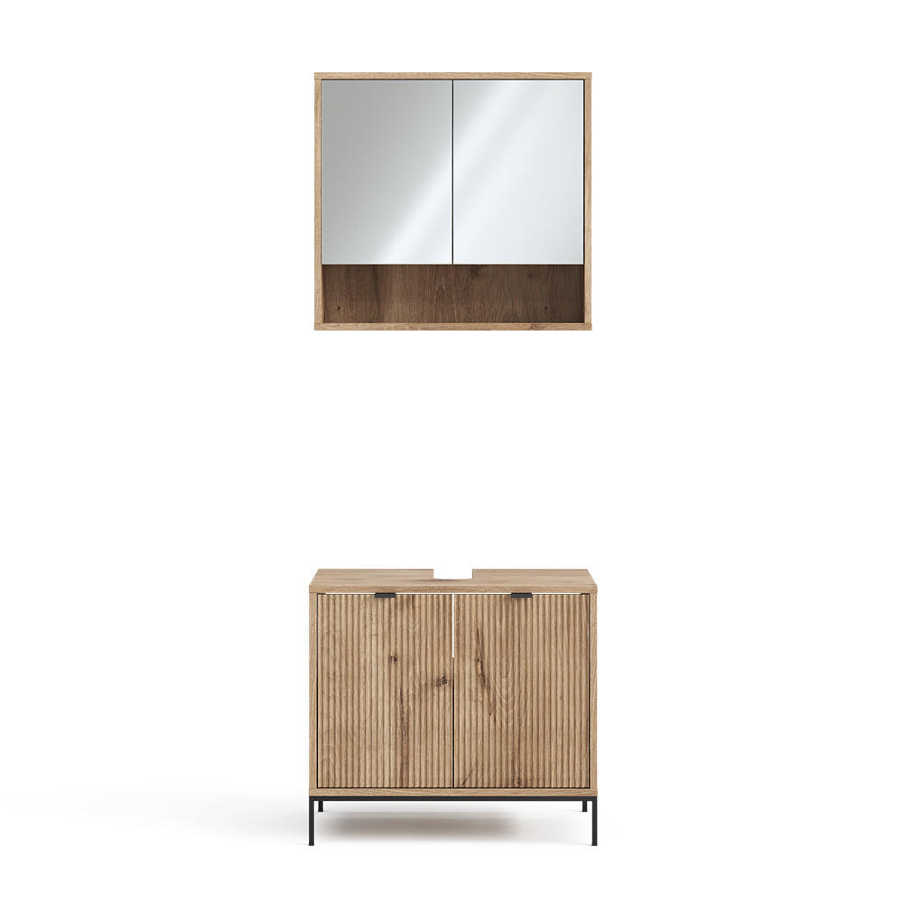 BADMÖBEL-SET Eliza Viking Oak 2 Teile - Eichefarben, Holzwerkstoff (70/63/45cm) - Vicco