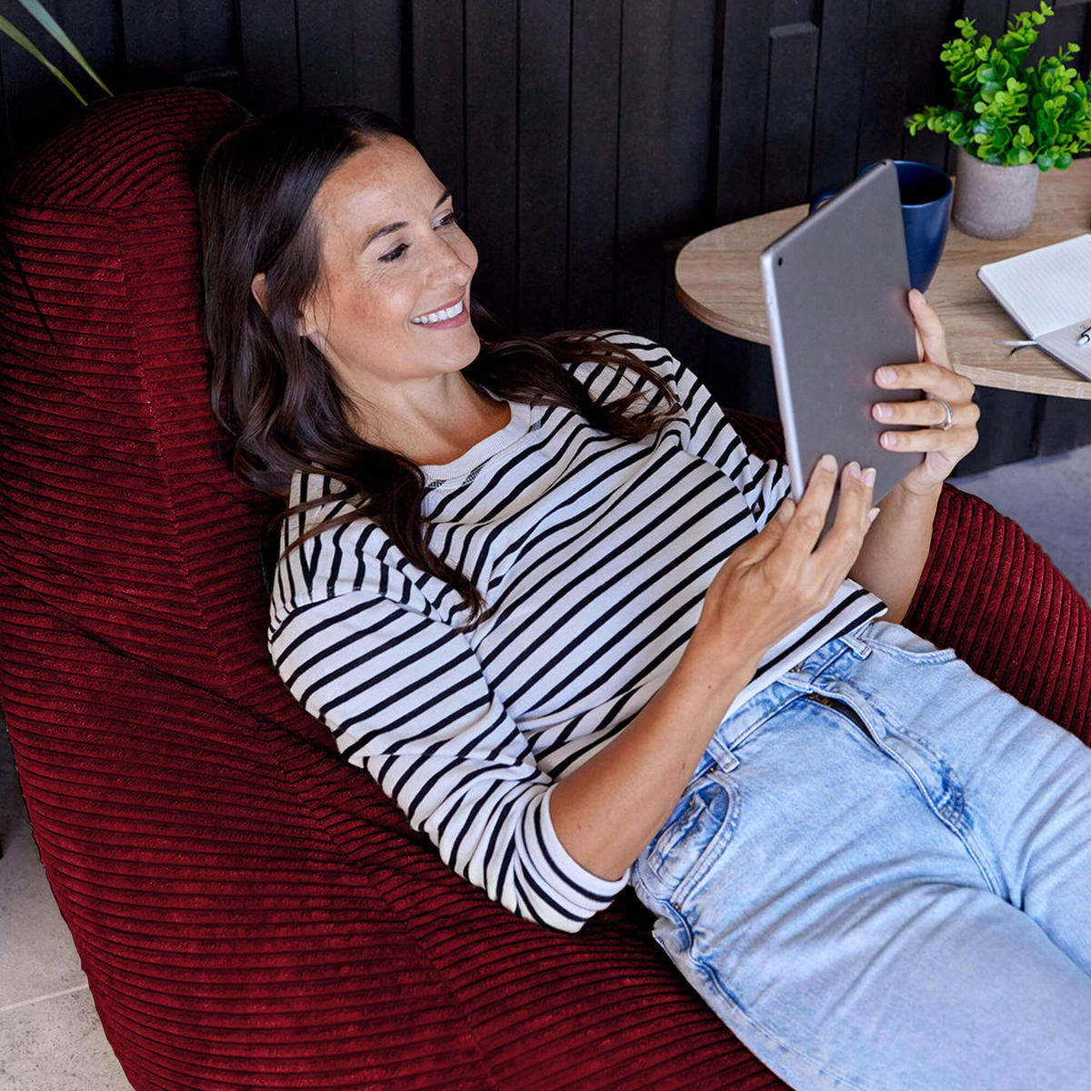 SITZSACK Sessel aus Cord 2-tlg. - Bordeaux, Kunststoff (90/73/84cm) - icon