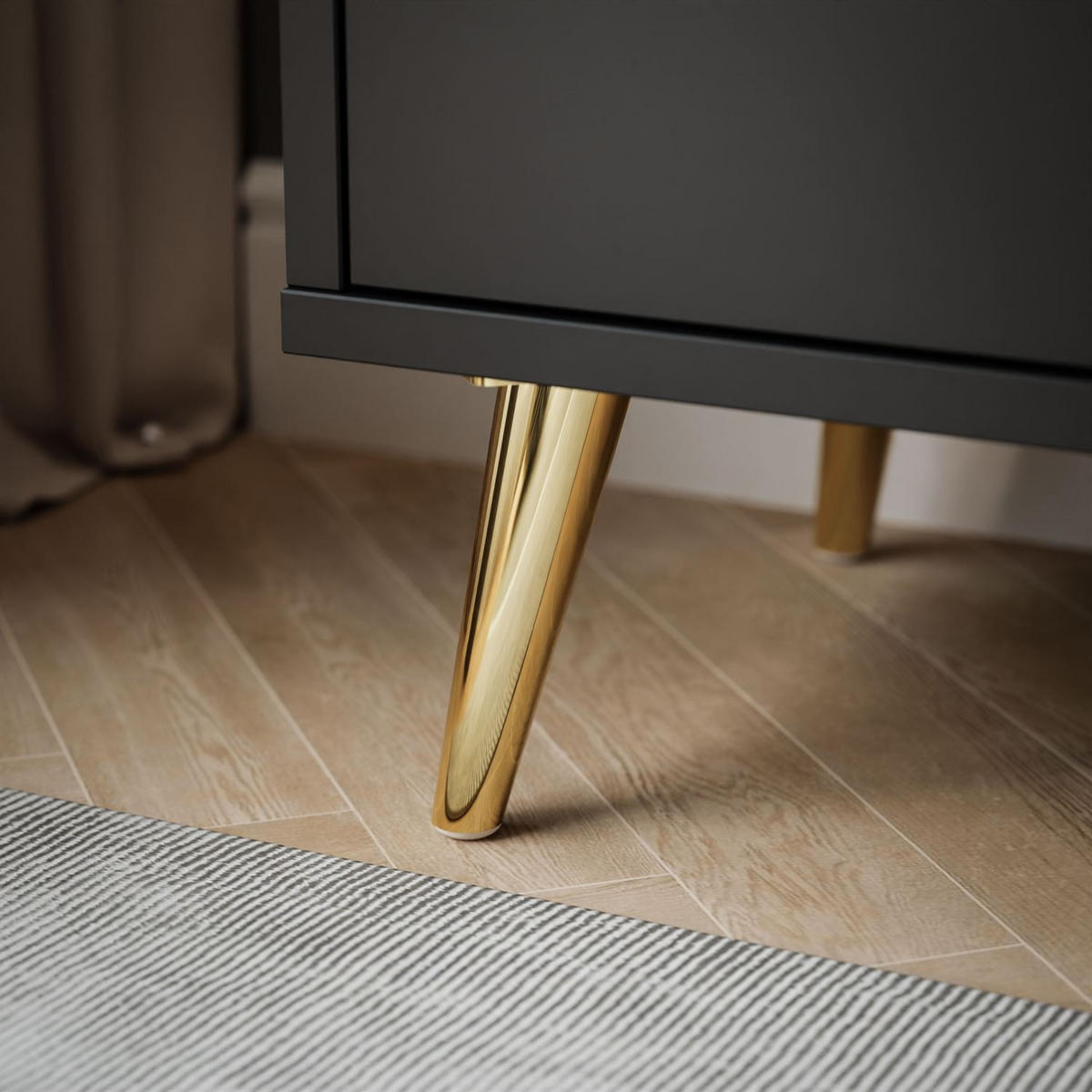 NACHTTISCH ALDO mit LED-Beleuchtung schwarz - Schwarz, Holzwerkstoff (38/46/33cm) - Lookway