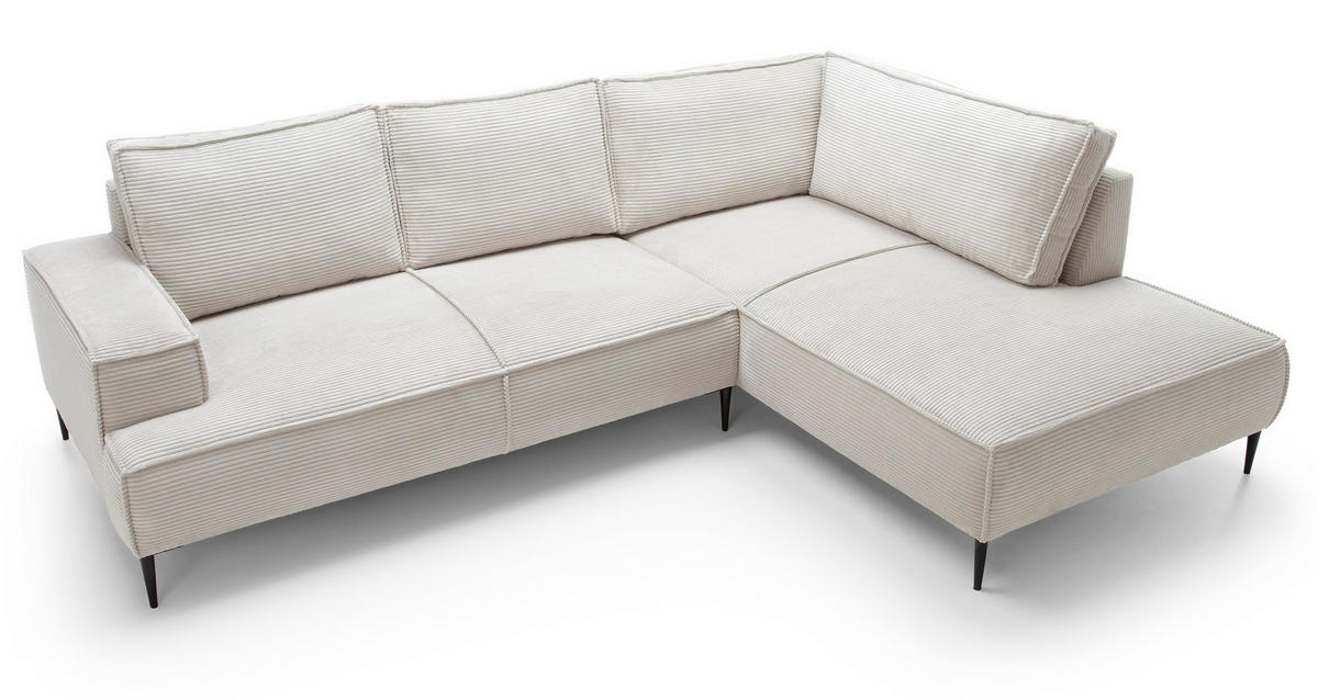 SCHLAFSOFA 275 cm L-Form Harmonia mit Beinen, Rechts, Vanille - Beige, Holz (195/275cm) - Emporius