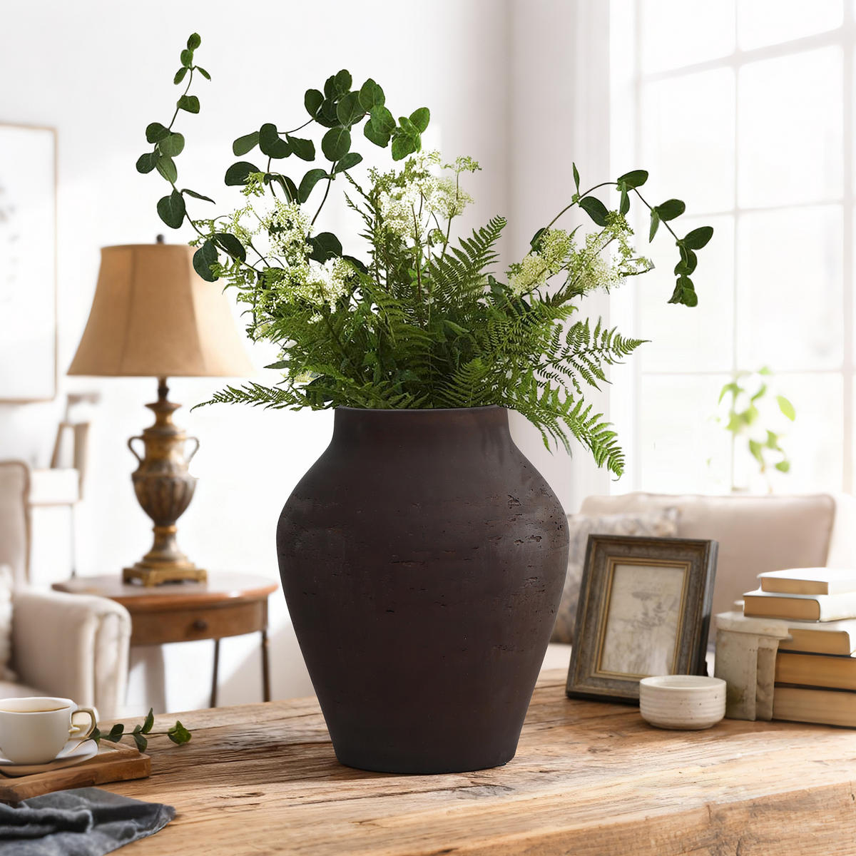 VASE Soma, 34 cm hoch - Dunkelbraun, Naturmaterialien (34cm) - Hometopia