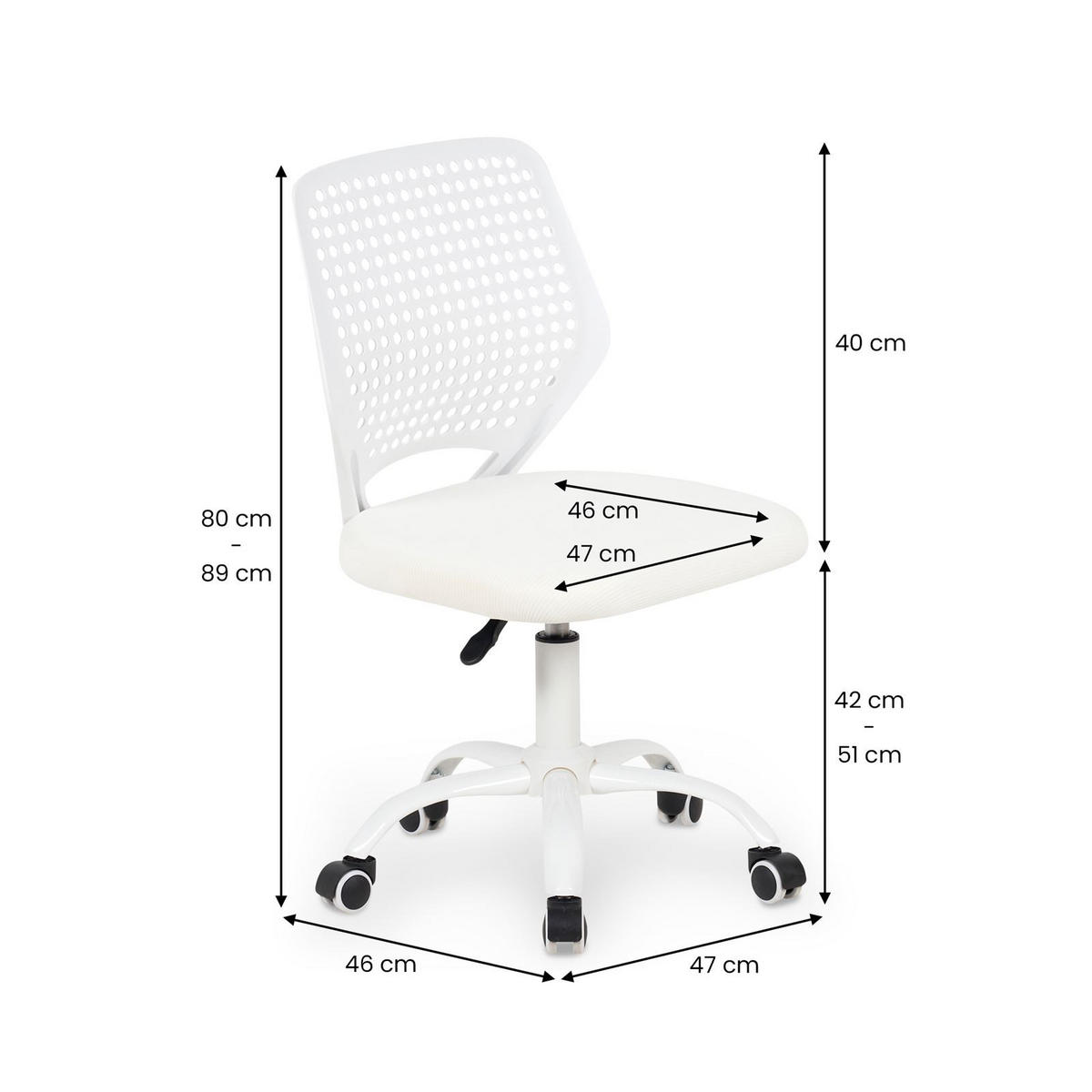 KINDERDREHSTUHL JADE - Weiß, Textil (47/89/46cm) - IDIMEX