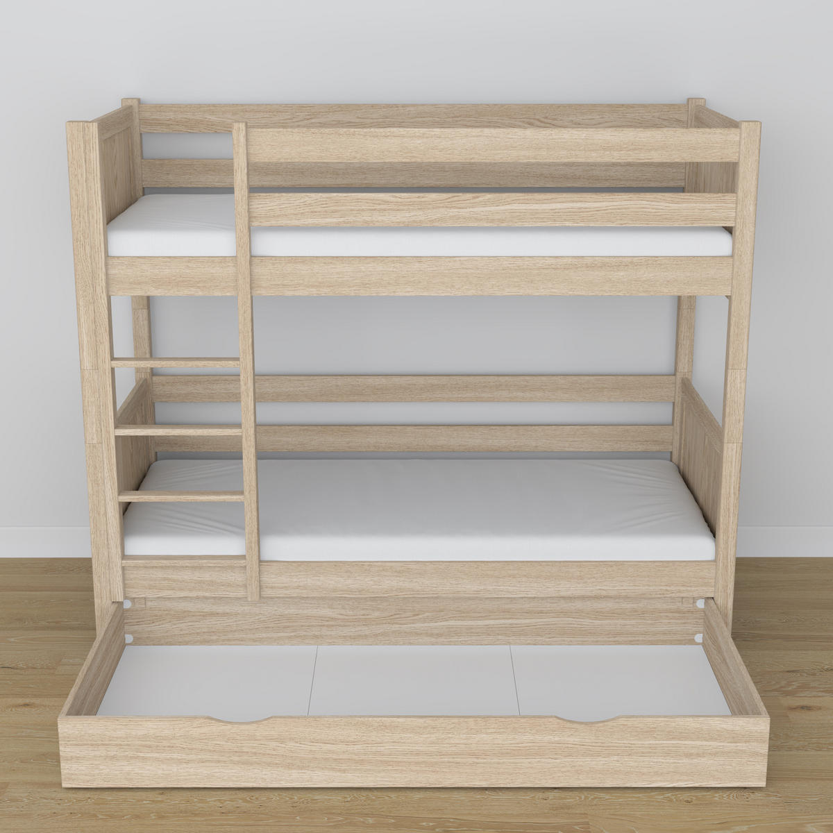 ETAGENBETT N02 mit Schublade Sonoma Eiche 90/200 - Sonoma Eiche, Naturmaterialien/Holz (90/200cm) - N-Wood