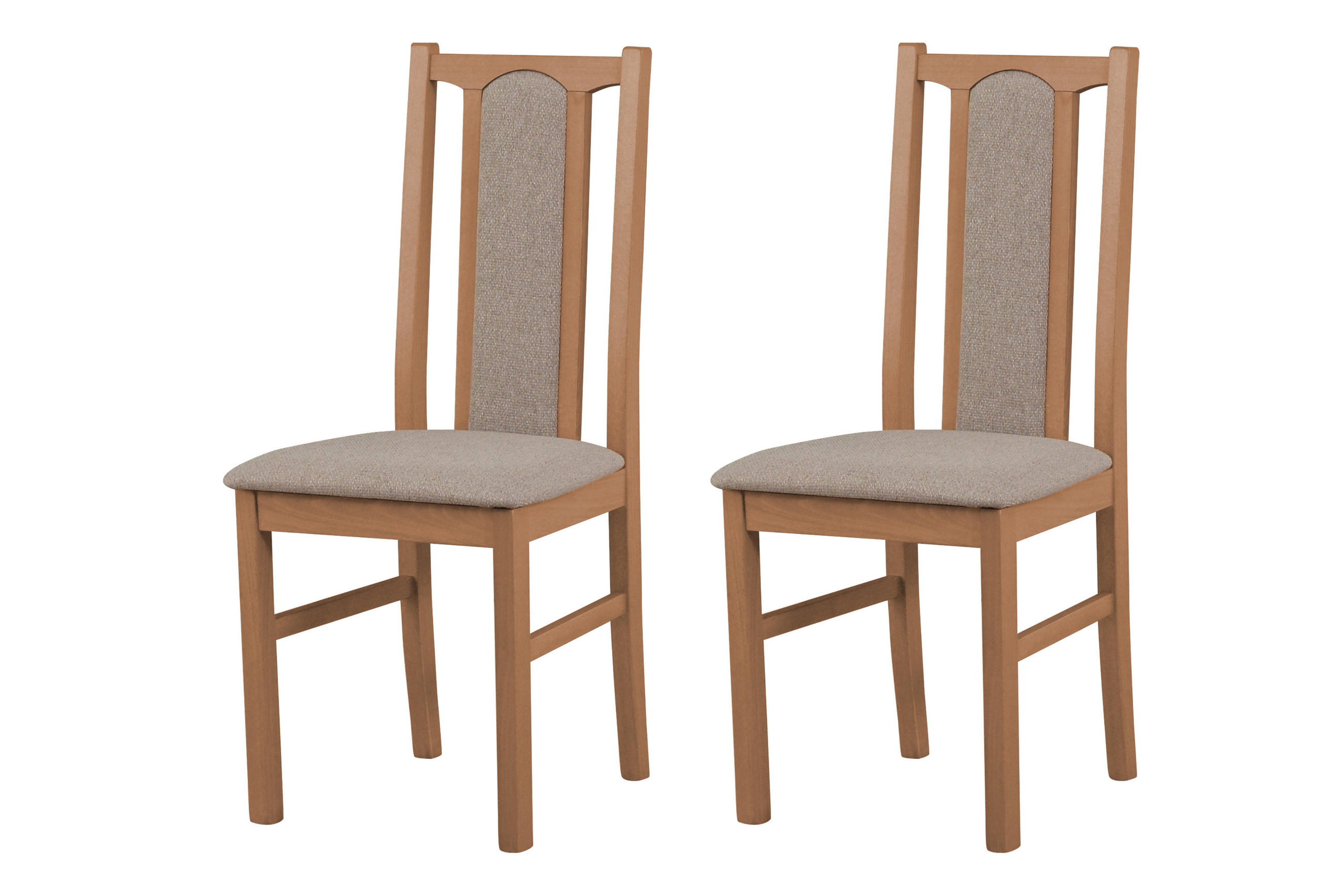 STUHL KOLGA (2er Set) - Hellbraun/Graubraun, Holz (43/94/40cm) - Leaf Design