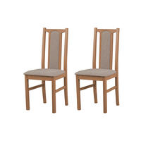 STUHL KOLGA (2er Set) - Hellbraun/Graubraun, Holz (43/94/40cm) - Leaf Design