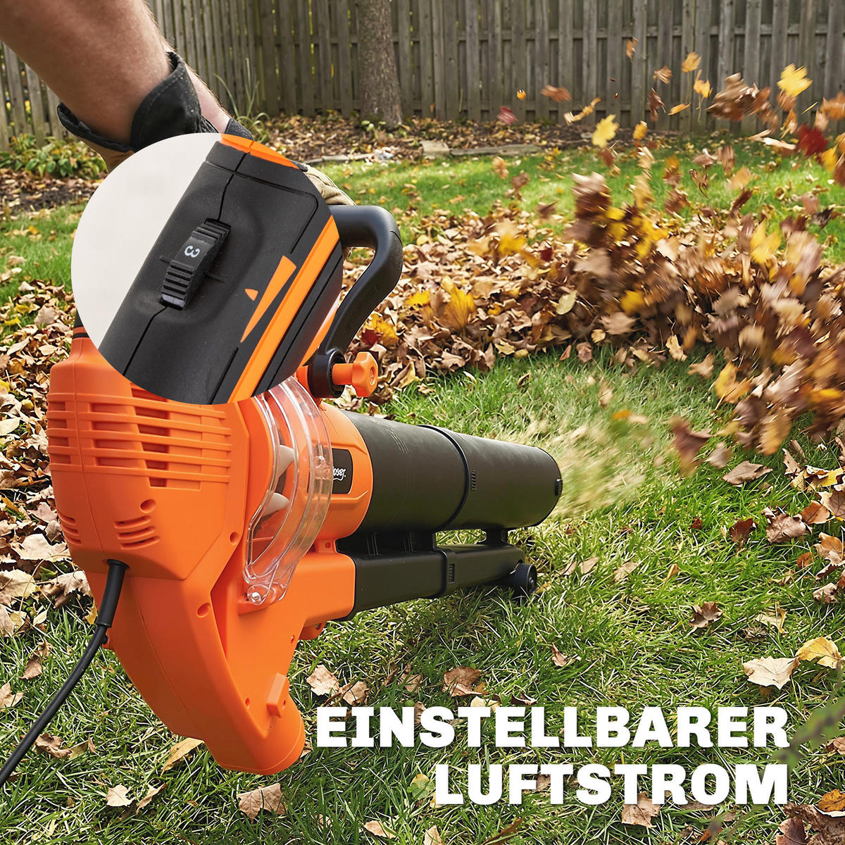 LAUBBLÄSER mit Saugfunktion aus Kunststoff & Vliesstoff Orange - Orange, Kunststoff (31/48/121.5cm) - Outsunny