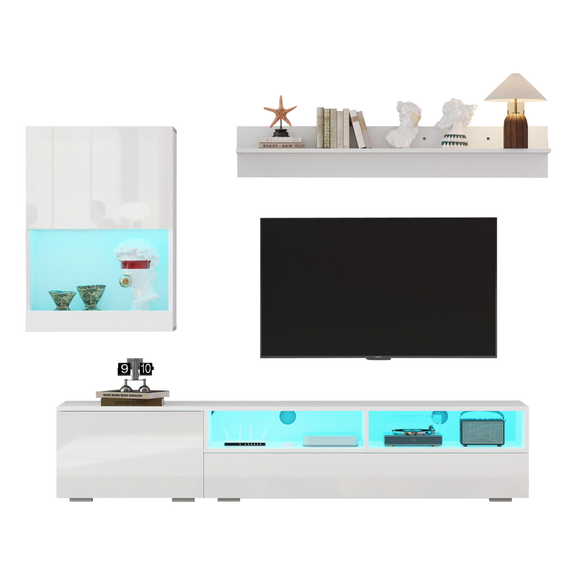 Ivmeu Tv-Wohnwand Weiß 175x34x39 cm