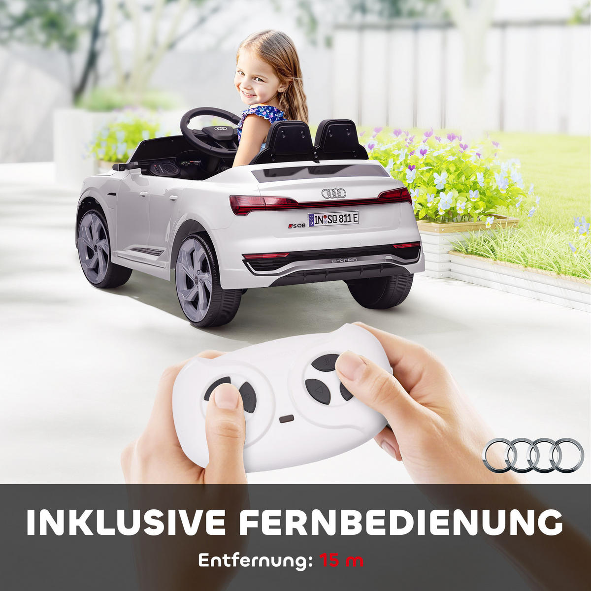 ELEKTRO-KINDERAUTO DE-06253 Audi Q8 lizenziert mit Fernsteuerung Weiß - Weiß, Kunststoff/Metall (98/49.5/43cm) - ComfortXL