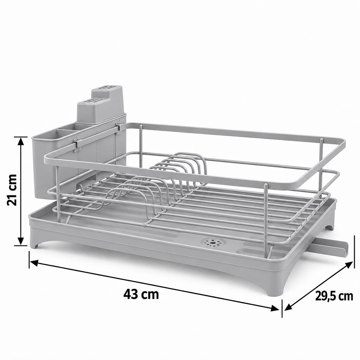 ABTROPFGESTELL Grau mit Abfluss 2-Fächer - Grau, Kunststoff/Metall (43/21/29.5cm) - Relaxdays