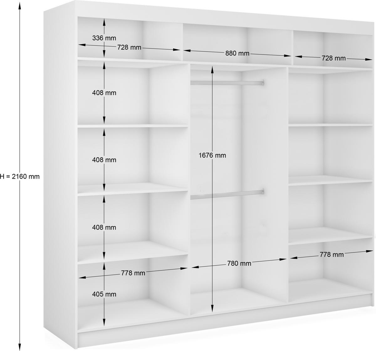 SCHWEBETÜRENSCHRANK Cabinio Beige Schwarz 240/216/61 cm – Modern, mit Lamellen - Beige/Schwarz, Holzwerkstoff/Kunststoff (240/216.1/61cm) - AX Living