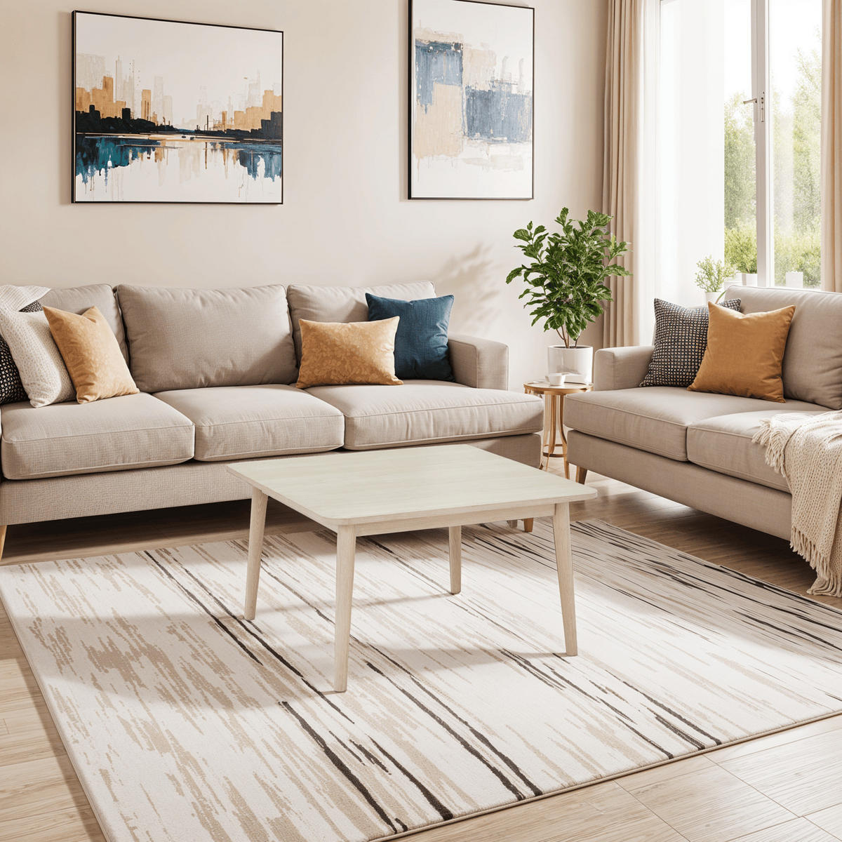 COUCHTISCH quadratisch Eiche massiv 90/90/52 cm - Beige, Holz (90/90/52cm) - Furnhouse