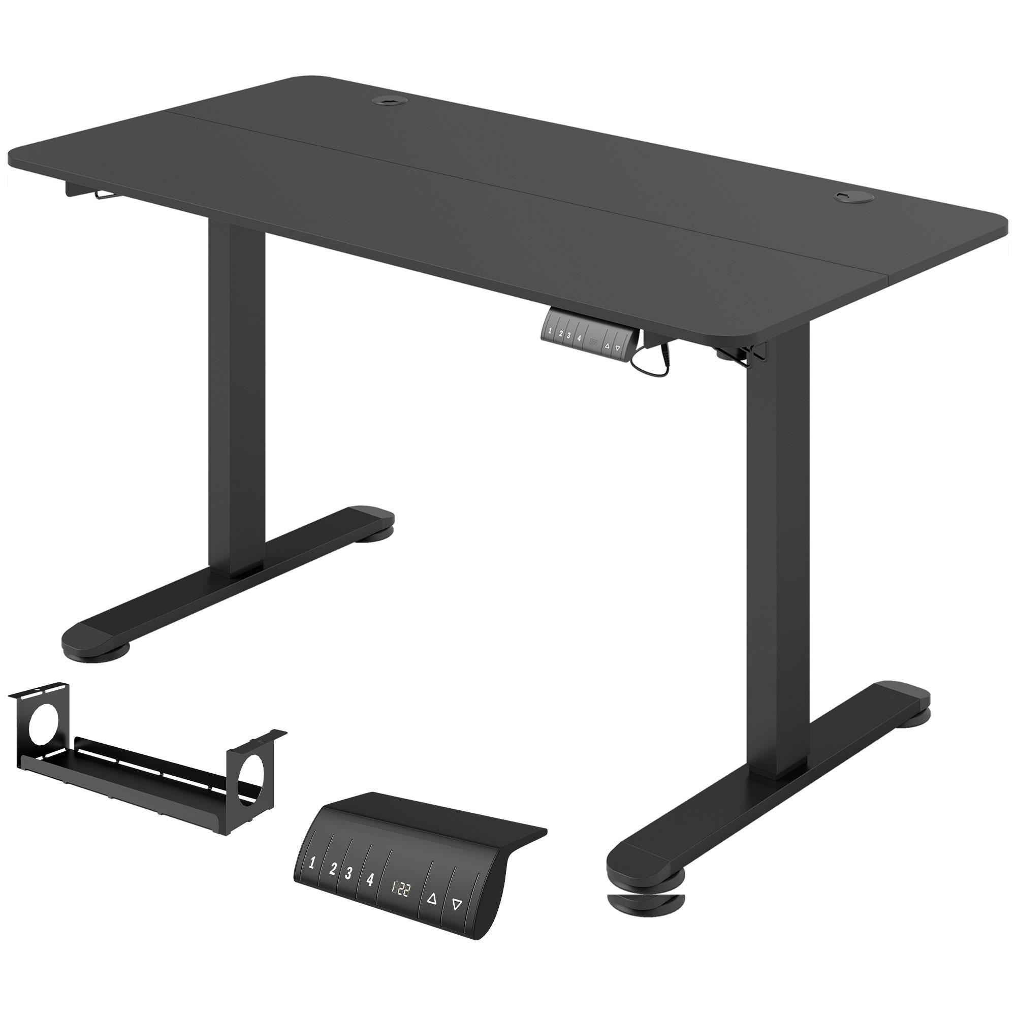 HÖHENVERSTELLBARER Schreibtisch 140 x 70cm Elektrisch Computertisch mit Haken - Schwarz, Kunststoff (140/70/116cm) - Vinsetto