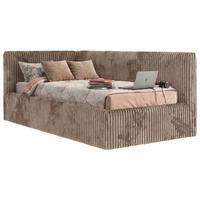 POLSTERBETT TILVO 90/200 - Braun Cord - Taschenfederkernmatratze - Links - Braun, Textil (90/200cm) - MKS