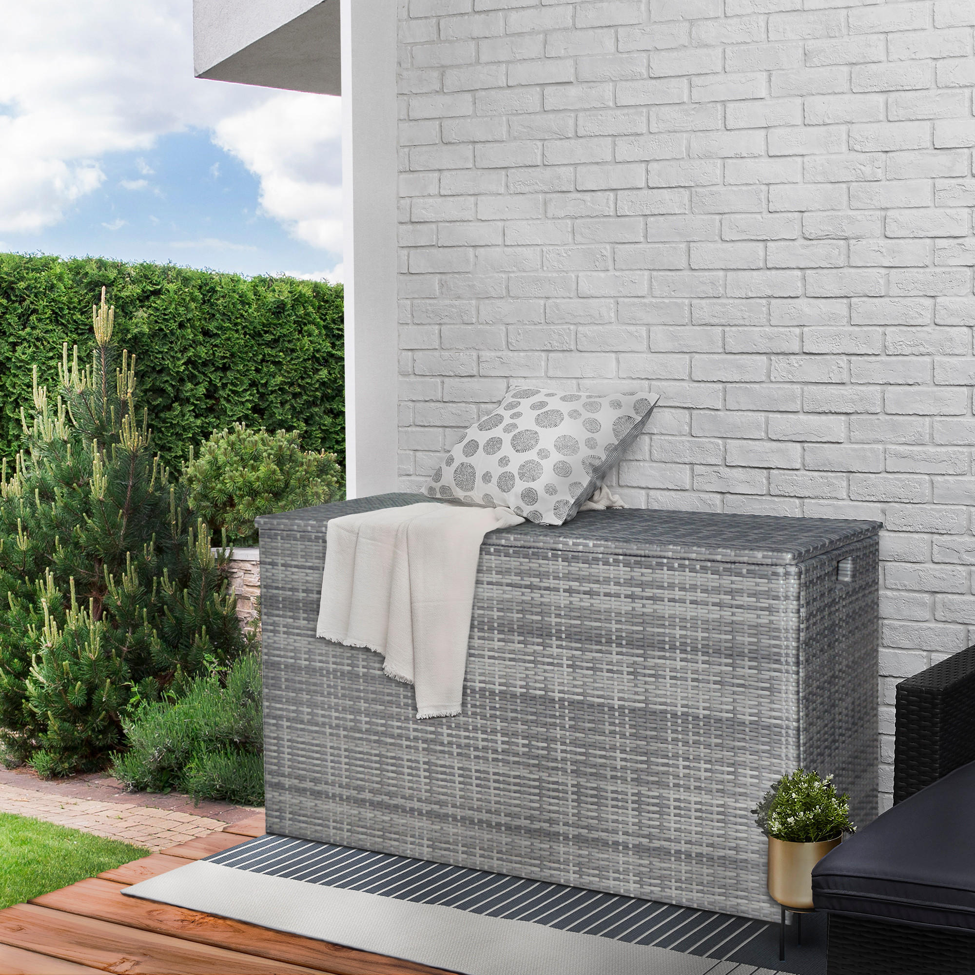 KISSENBOX Grau - Grau, Metall (59.7/80/80cm) - Teamson Home