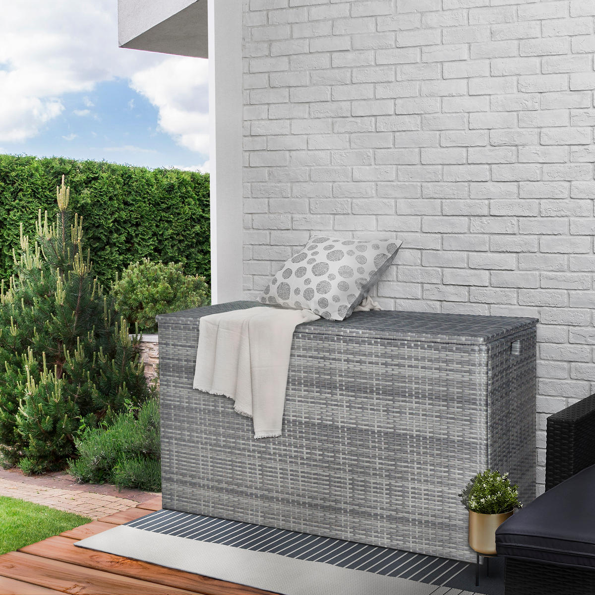 KISSENBOX Grau - Grau, Metall (59.7/80/80cm) - Teamson Home