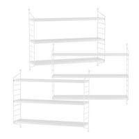 SADA NÁSTĚNNÝCH POLIČEK 3 KS Strängnäs - bílá, kov (60/50/15cm) - [en.casa]