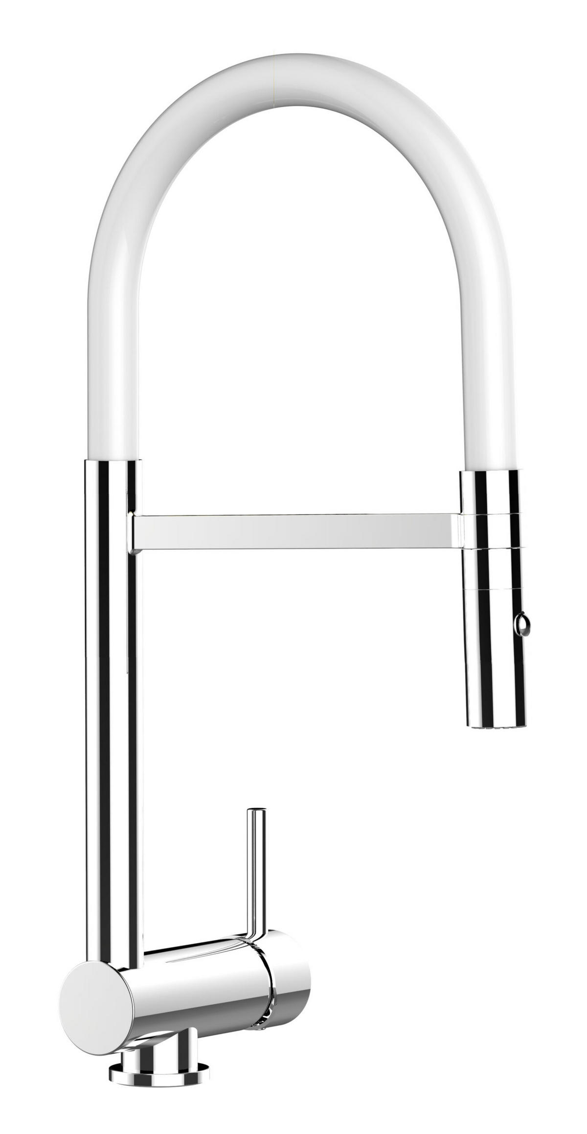 VORFENSTER-KÜCHENARMATUR, Umklappbar 6 CM, Verchromt und Weiß, 2-Strahl-Brause - Weiß, Metall (21.3/48.2/21.3cm) - VIZIO