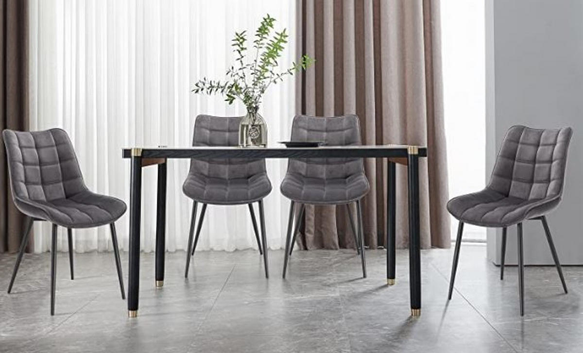 ESSZIMMERSTÜHLE, 4er-Set, gepolstert, Samt, Metallgestell, 41/46/86cm - Dunkelgrau/Grau, Holzwerkstoff/Textil (46/86/41cm) - Skraut Home