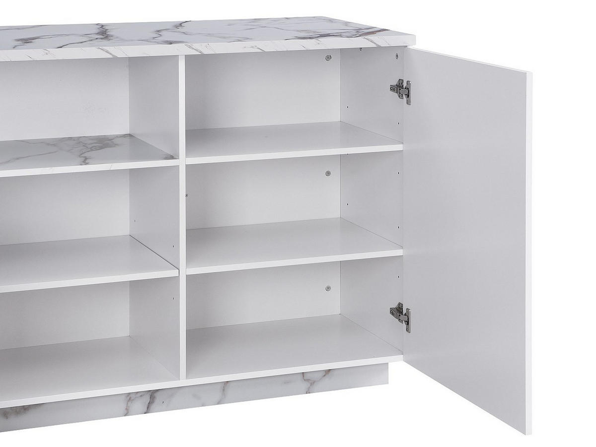 KÜCHENINSEL mit 2 Türen & 1 Ablagefach aus MDF - Marmor-Optik Weiß - CORELINA - Weiß, Holz (120/90/60cm) - Vente-Unique