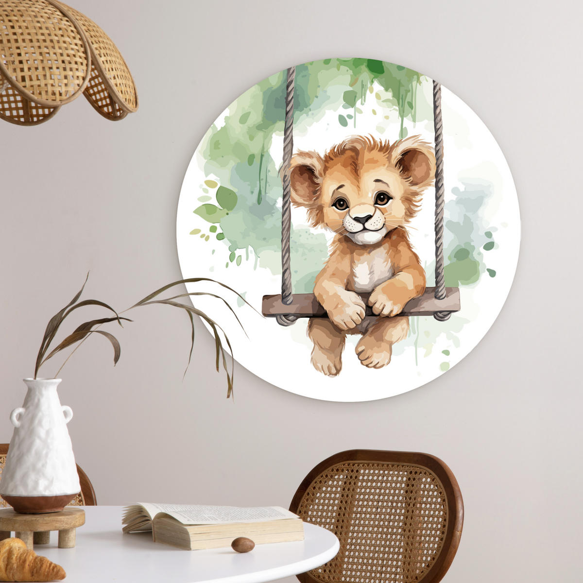 WANDBILD Löwe - Tier - Kinder - Dschungel 60x60 cm - Hellbraun, Kunststoff (60/60cm) - MuchoWow