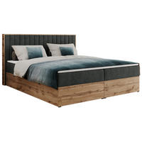 BOXBETT ALBERO 4 - 160/200 Dunkelgrau Struktur - H3 - Dunkelgrau, Holz/Textil (160/200cm) - MKS