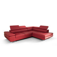 ECKSOFA PRAGA DESIGN L, Eckcouch in L-Form mit Schlaffunktion, Farbe: Rot, Kunstleder, Ottomane Universal - Rot, Textil (275/202cm) - O-Sofa