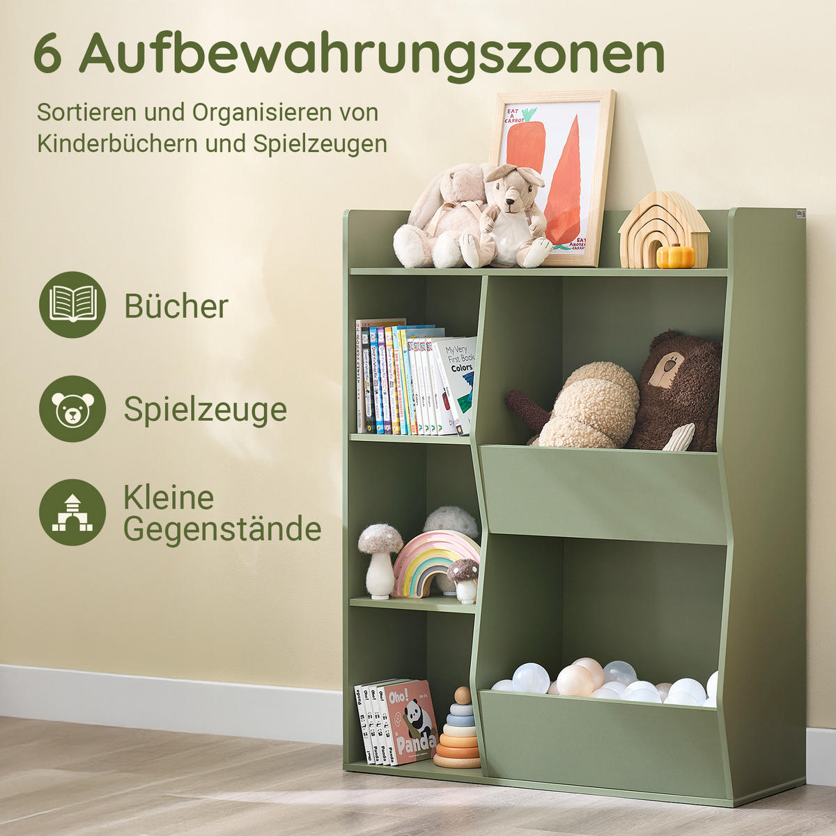 KINDERREGAL Grün - Grün, Holzwerkstoff (80/104/34cm) - SoBuy