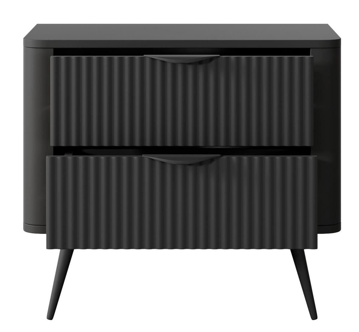 NACHTTISCH Schwarz Lena Ryflowany - Schwarz, Holzwerkstoff (63/55/38cm) - Sepro Meble