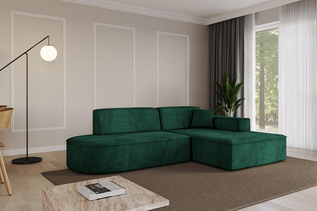 ECKSOFA Ottomane Rechts IREA-L1-v4 - 234x171x79 cm Grün - Smaragdgrün/Dunkelgrün, Holzwerkstoff/Textil (171/234cm) - ALTDECOR